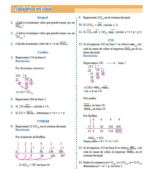 Numeración II para Primer Grado de Secundaria