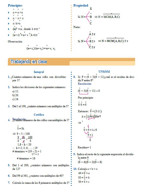 Divisibilidad y Multiplicidad para Primer Grado de Secundaria